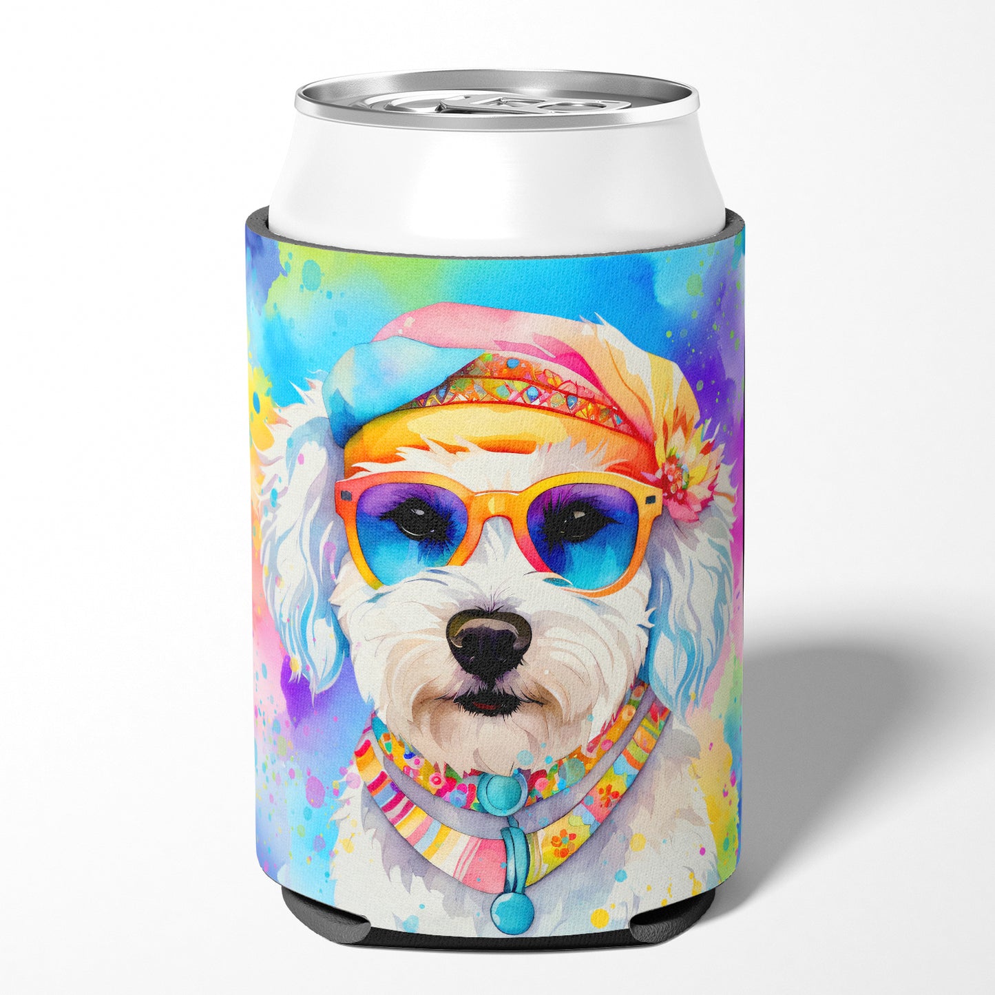 Bichon Frise Hippie Dawg Can or Bottle Hugger