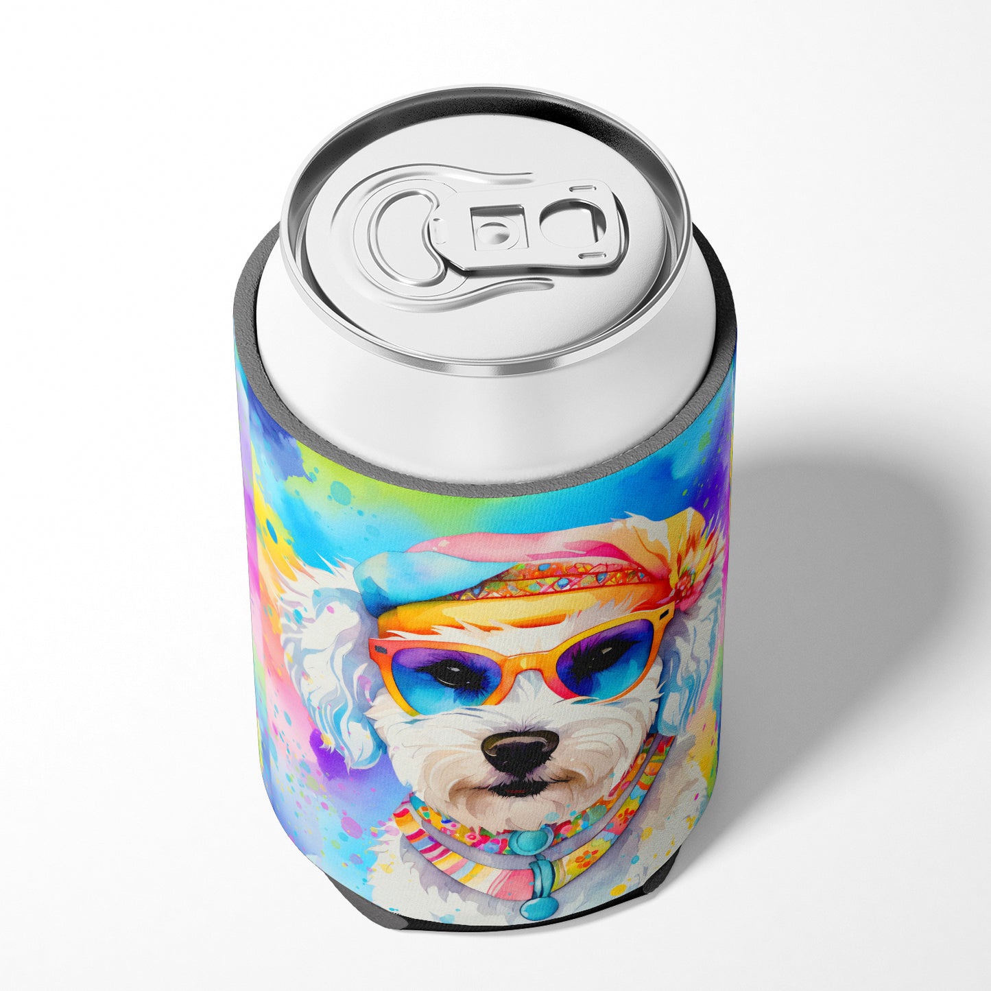 Bichon Frise Hippie Dawg Can or Bottle Hugger