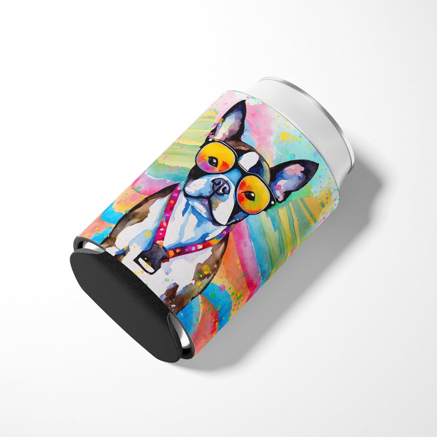 Boston Terrier Hippie Dawg Can or Bottle Hugger