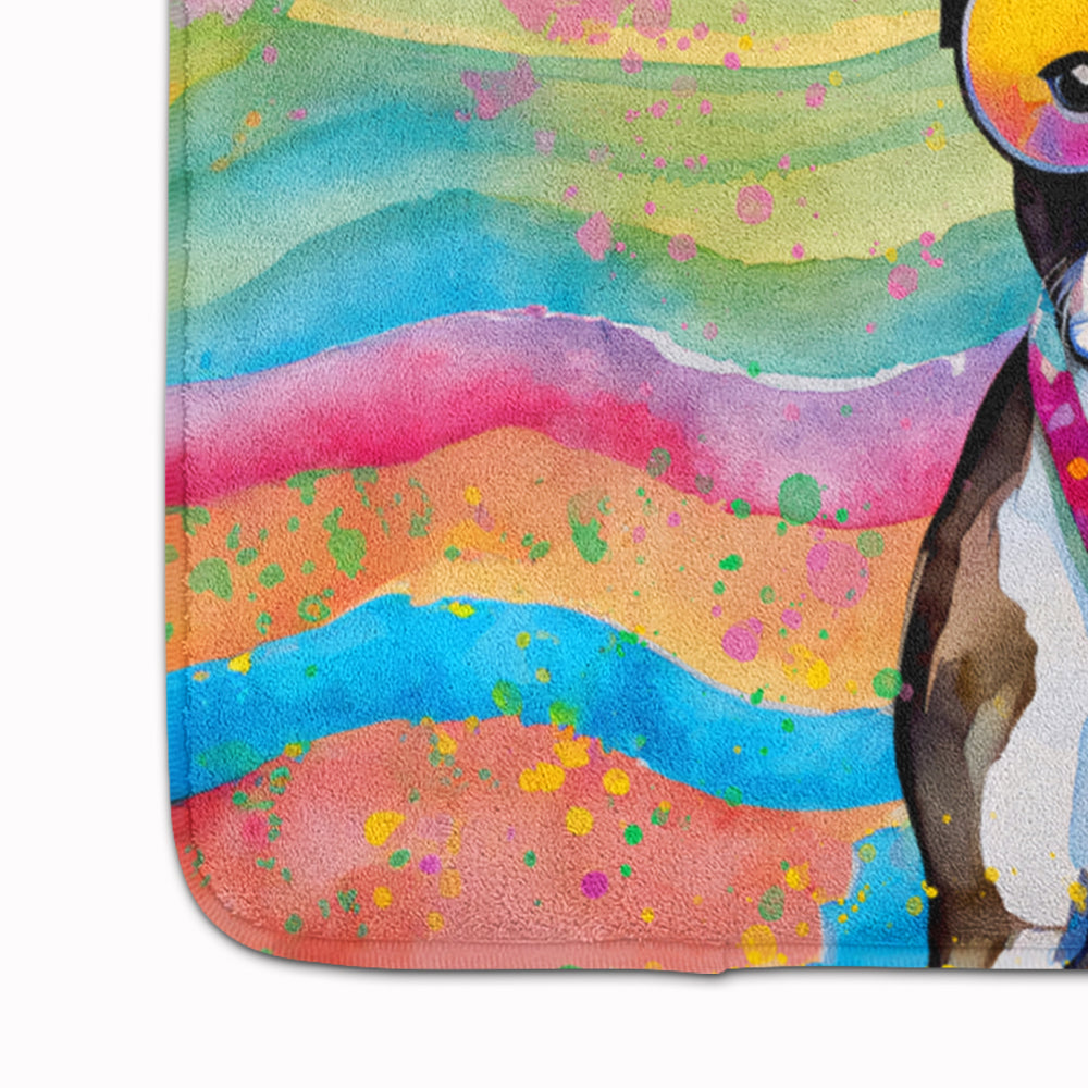 Boston Terrier Hippie Dawg Memory Foam Kitchen Mat
