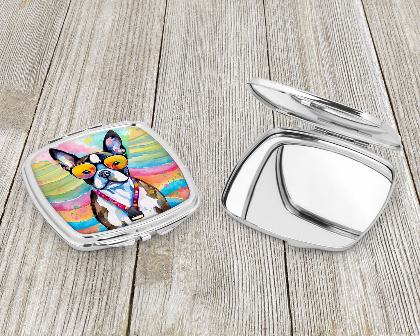 Boston Terrier Hippie Dawg Compact Mirror