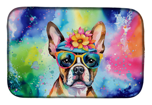 Buy this Boston Terrier Hippie Dawg Dish Drying Mat