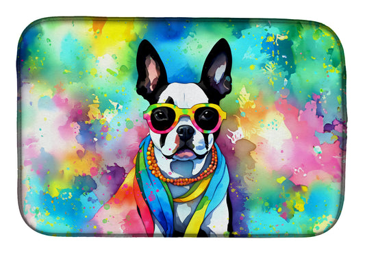 Buy this Boston Terrier Hippie Dawg Dish Drying Mat