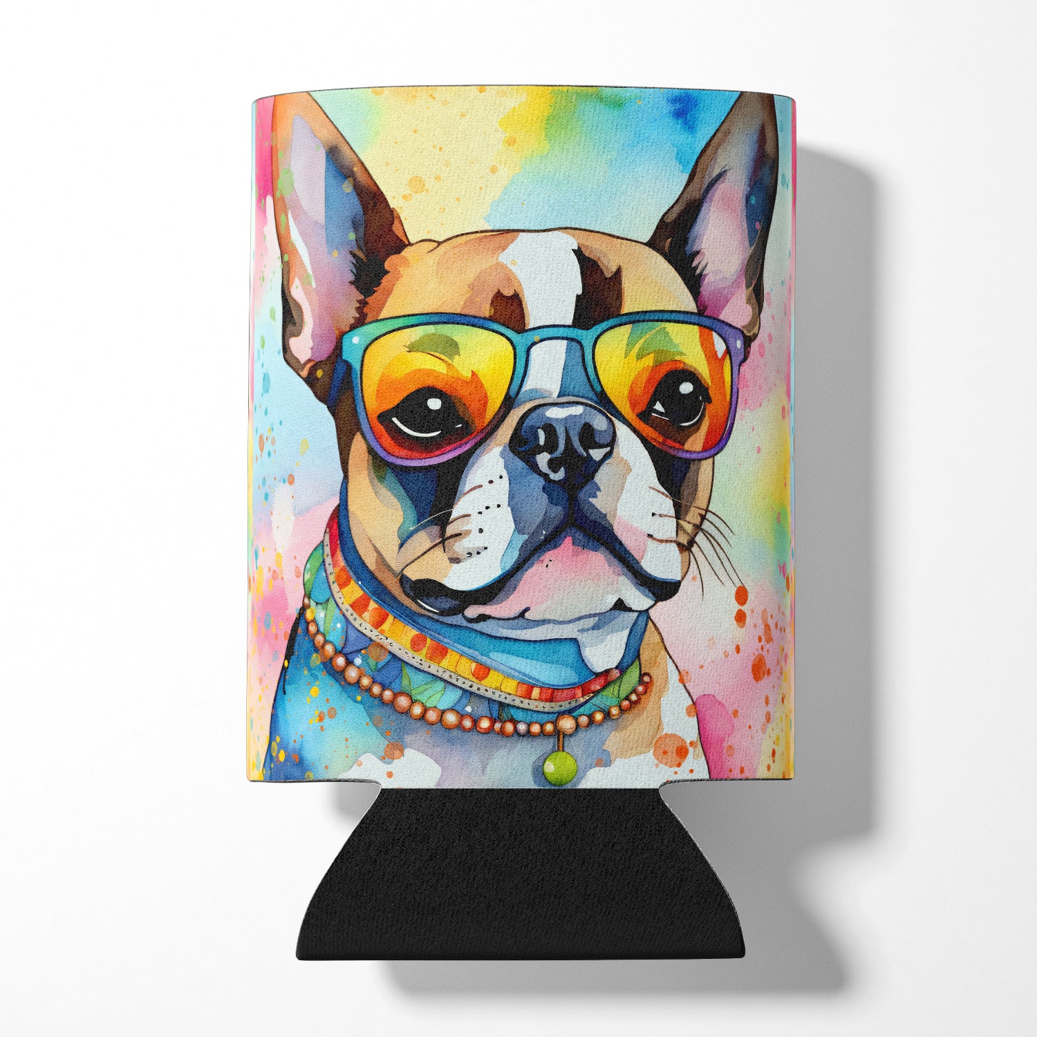 Buy this Boston Terrier Hippie Dawg Can or Bottle Hugger