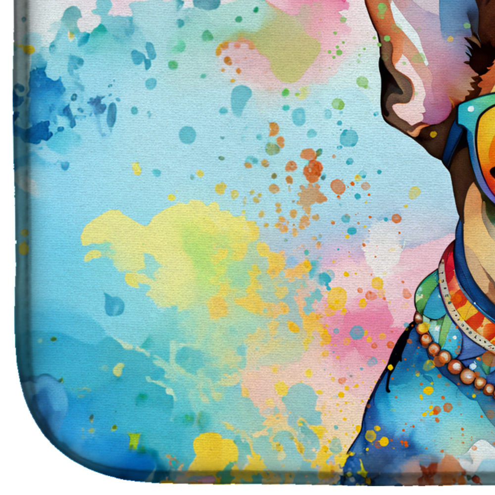 Boston Terrier Hippie Dawg Dish Drying Mat