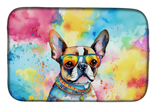Buy this Boston Terrier Hippie Dawg Dish Drying Mat