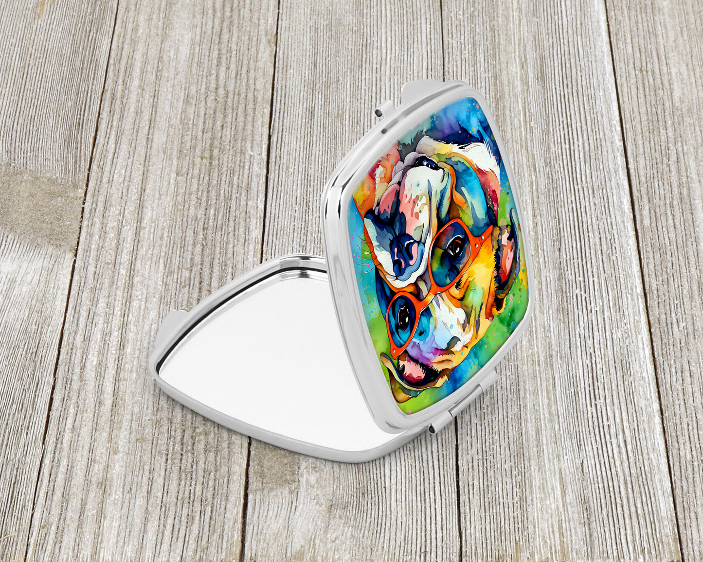 English Bulldog Hippie Dawg Compact Mirror
