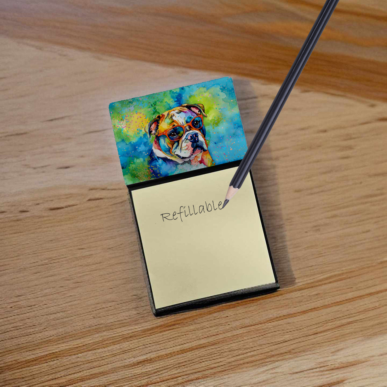 English Bulldog Hippie Dawg Sticky Note Holder