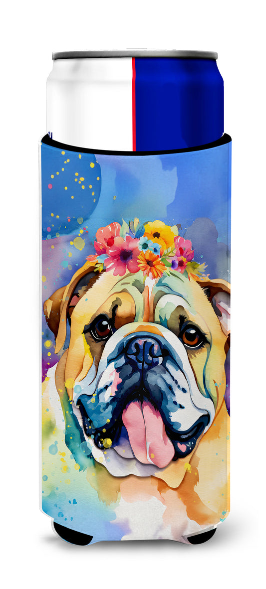 Buy this English Bulldog Hippie Dawg Hugger for Ultra Slim Cans