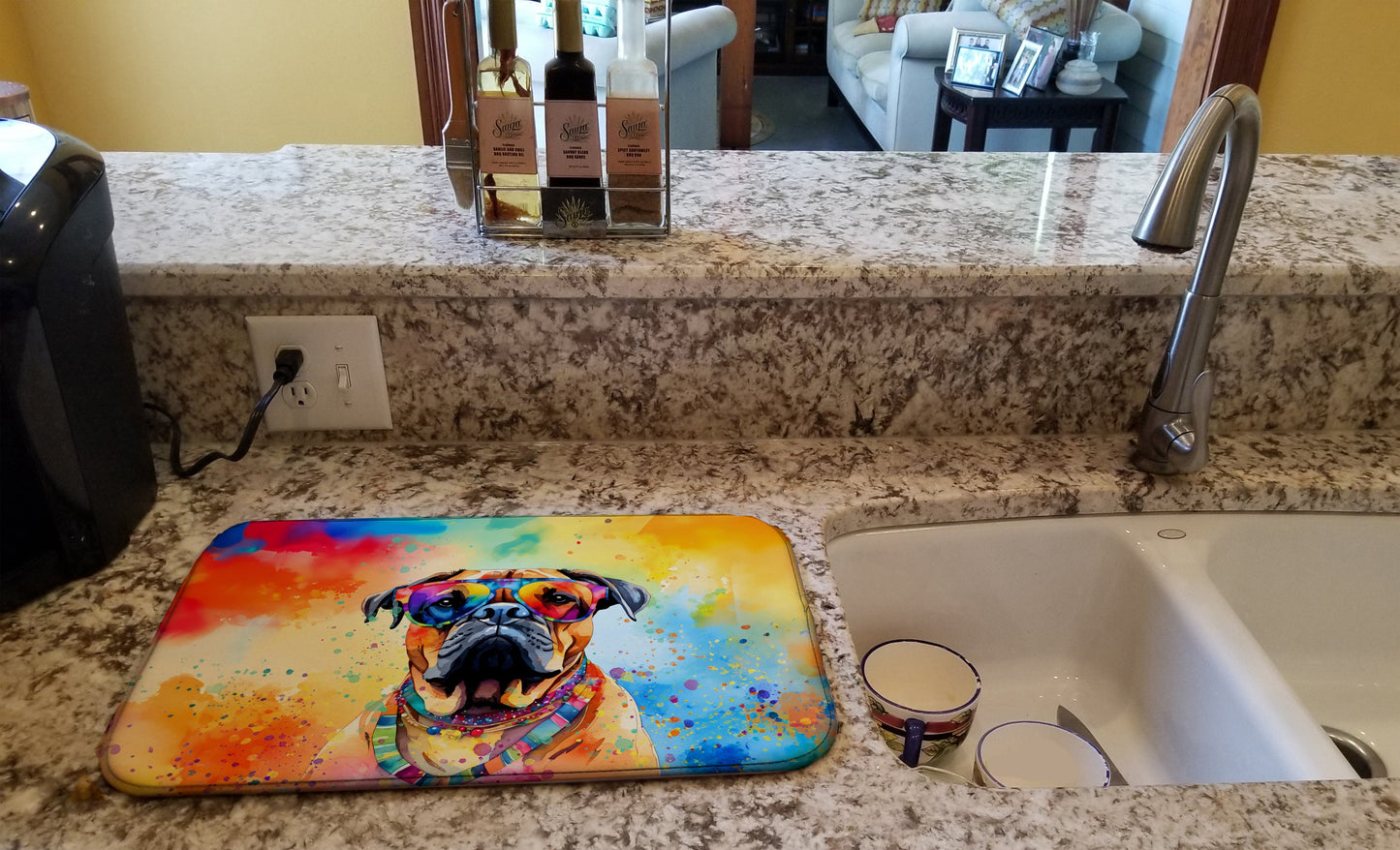 Bullmastiff Hippie Dawg Dish Drying Mat