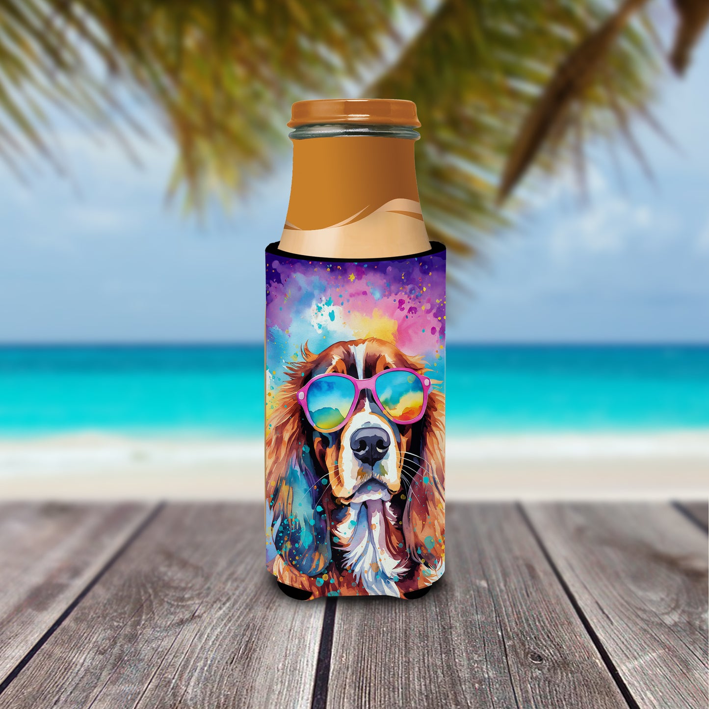 Cavalier Spaniel Hippie Dawg Hugger for Ultra Slim Cans