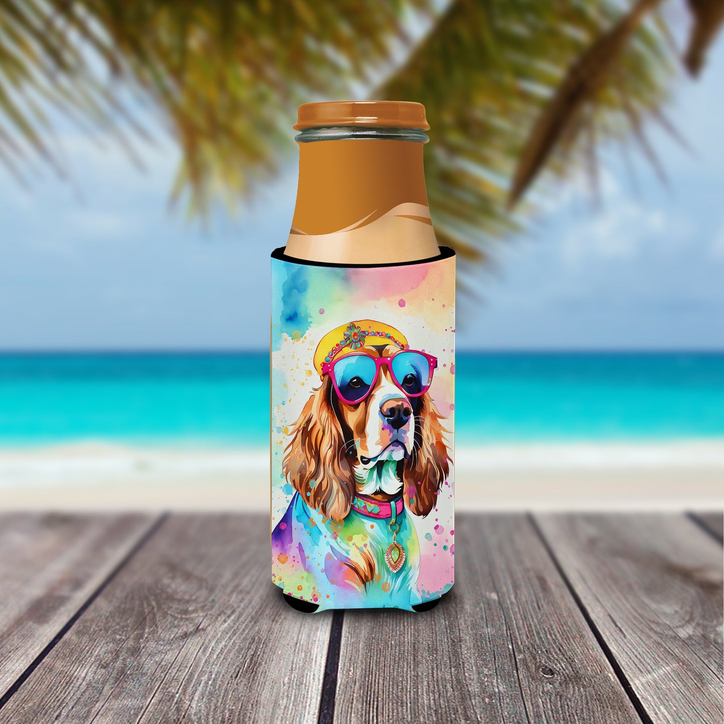 Cavalier Spaniel Hippie Dawg Hugger for Ultra Slim Cans