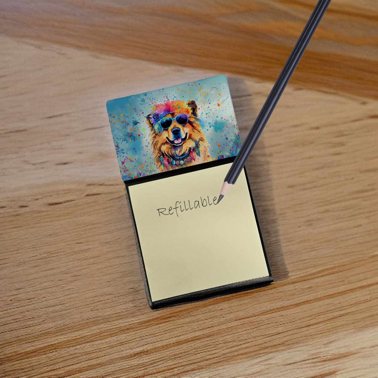 Chow Chow Hippie Dawg Sticky Note Holder