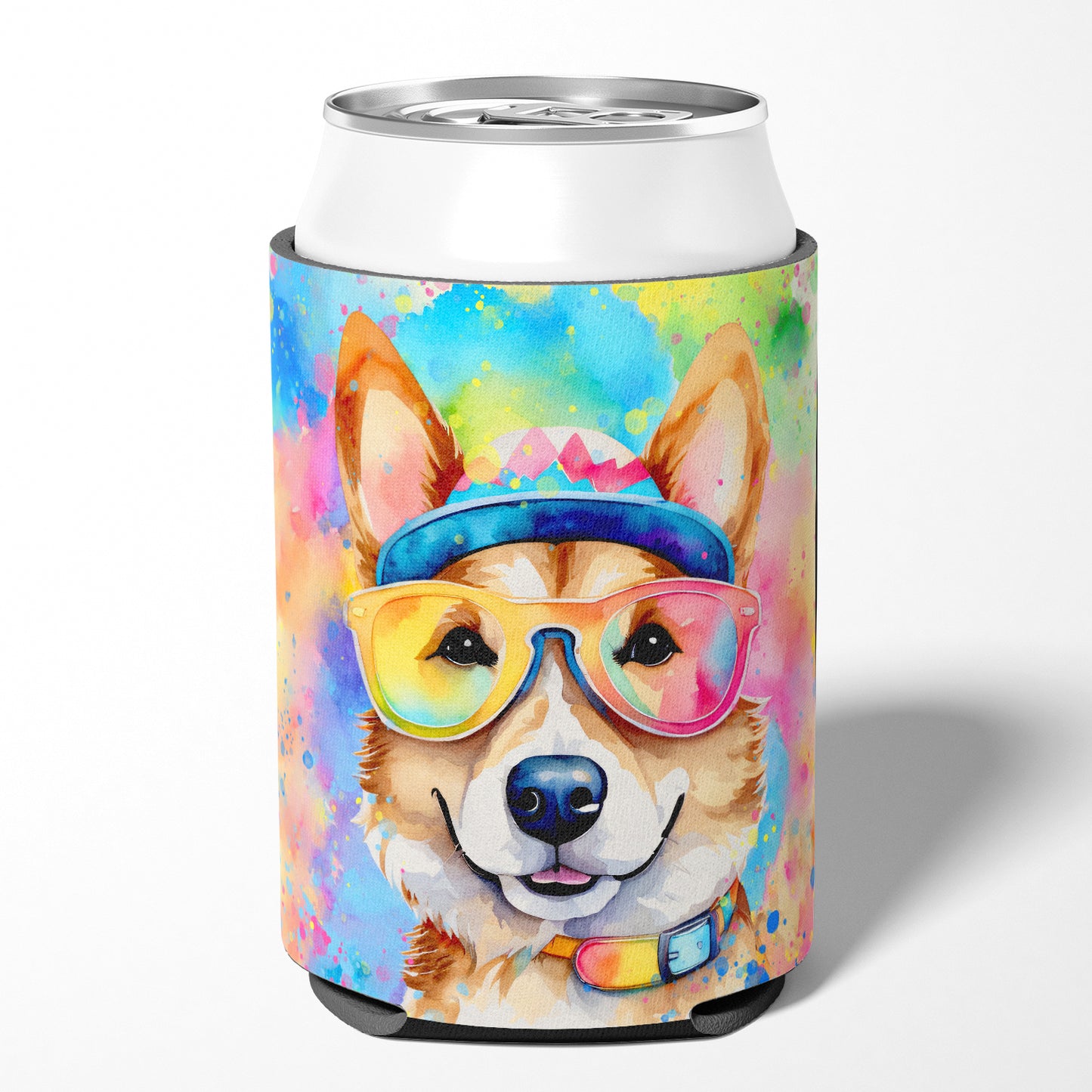 Corgi Hippie Dawg Can or Bottle Hugger