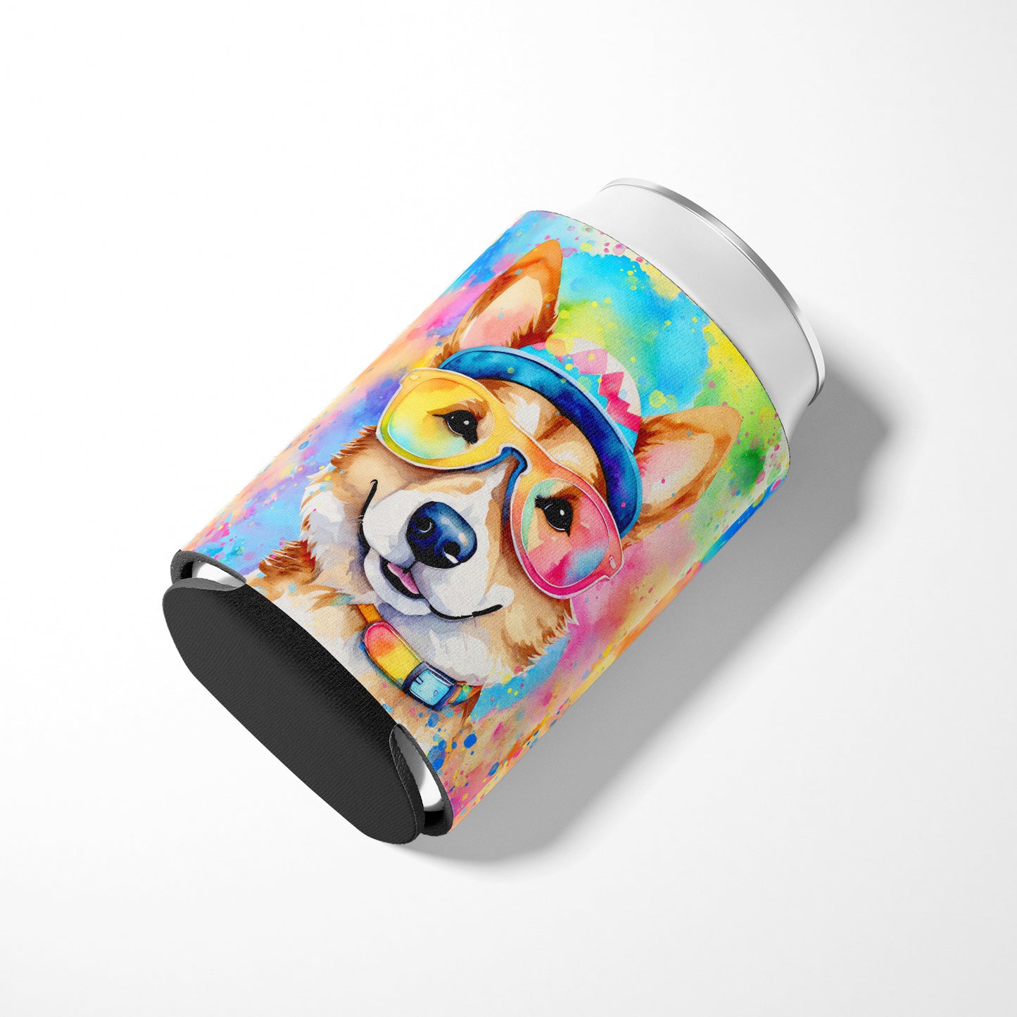 Corgi Hippie Dawg Can or Bottle Hugger