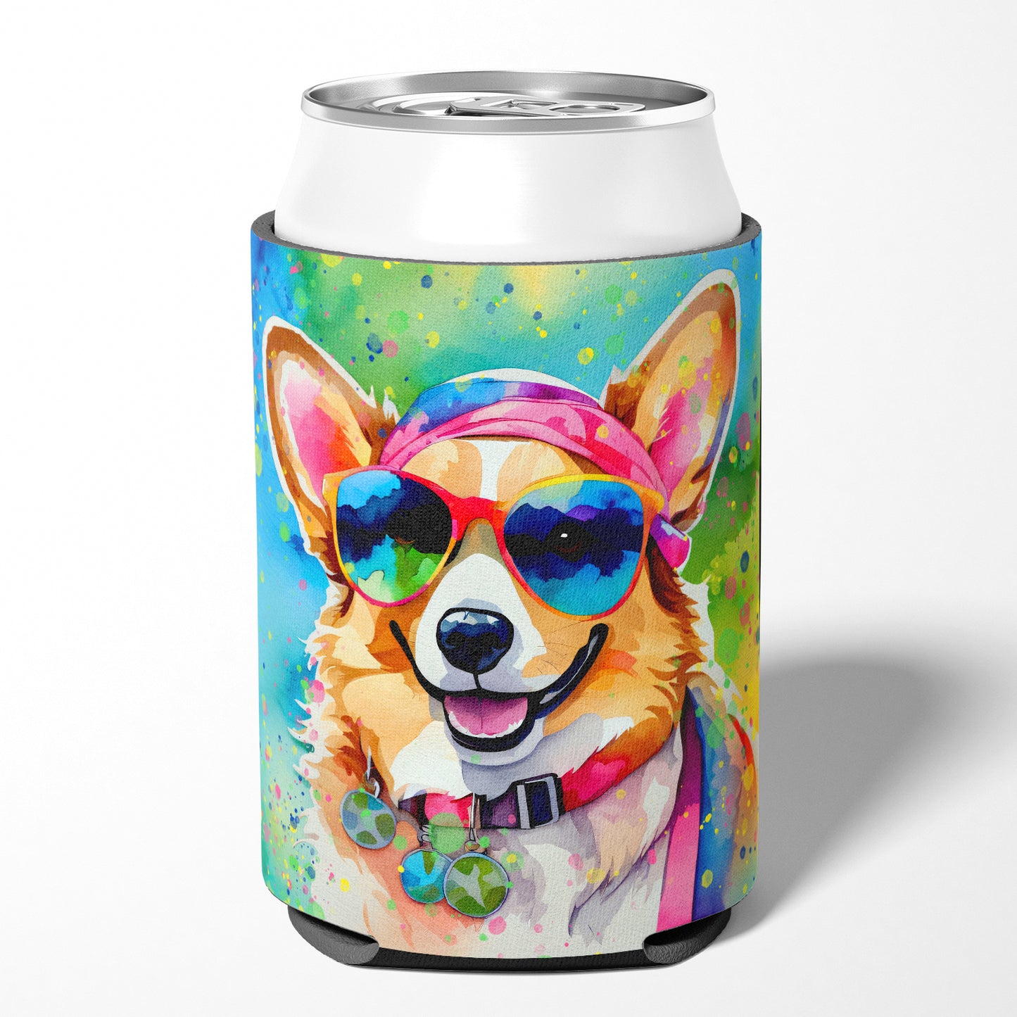 Corgi Hippie Dawg Can or Bottle Hugger