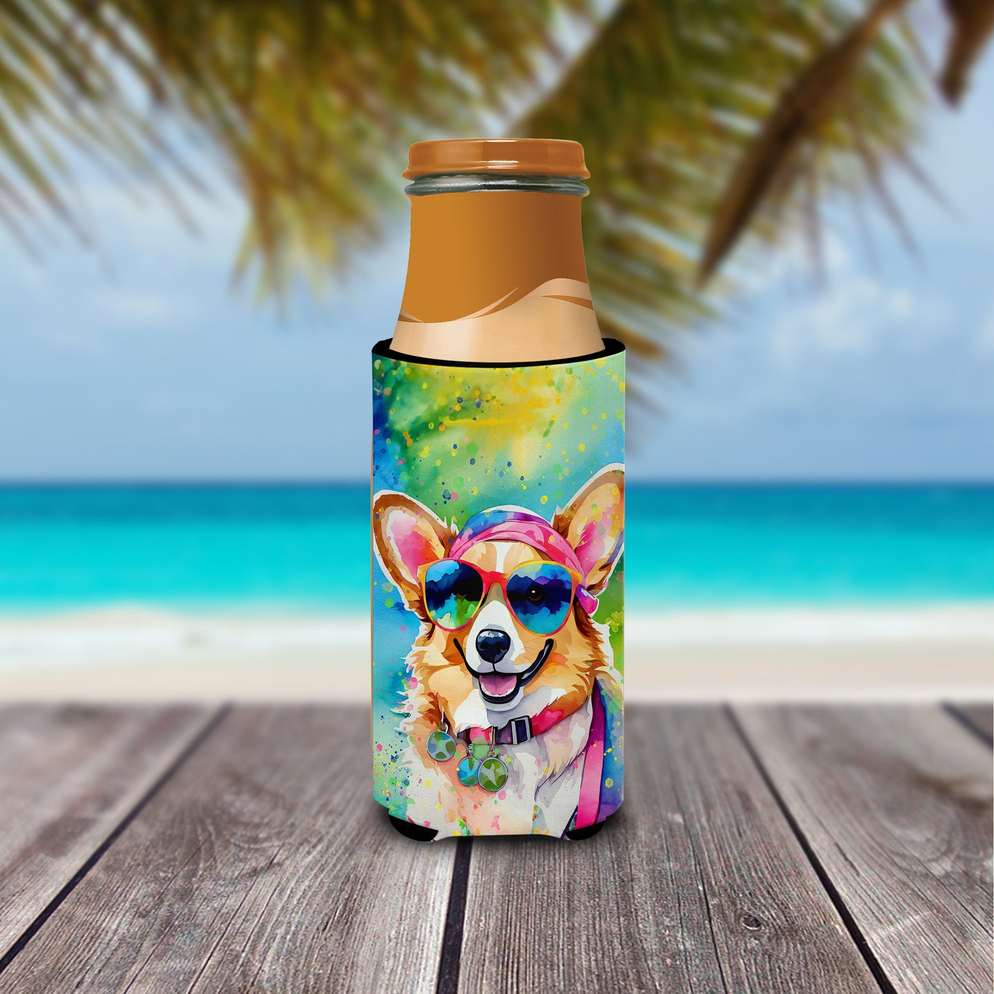 Corgi Hippie Dawg Hugger for Ultra Slim Cans