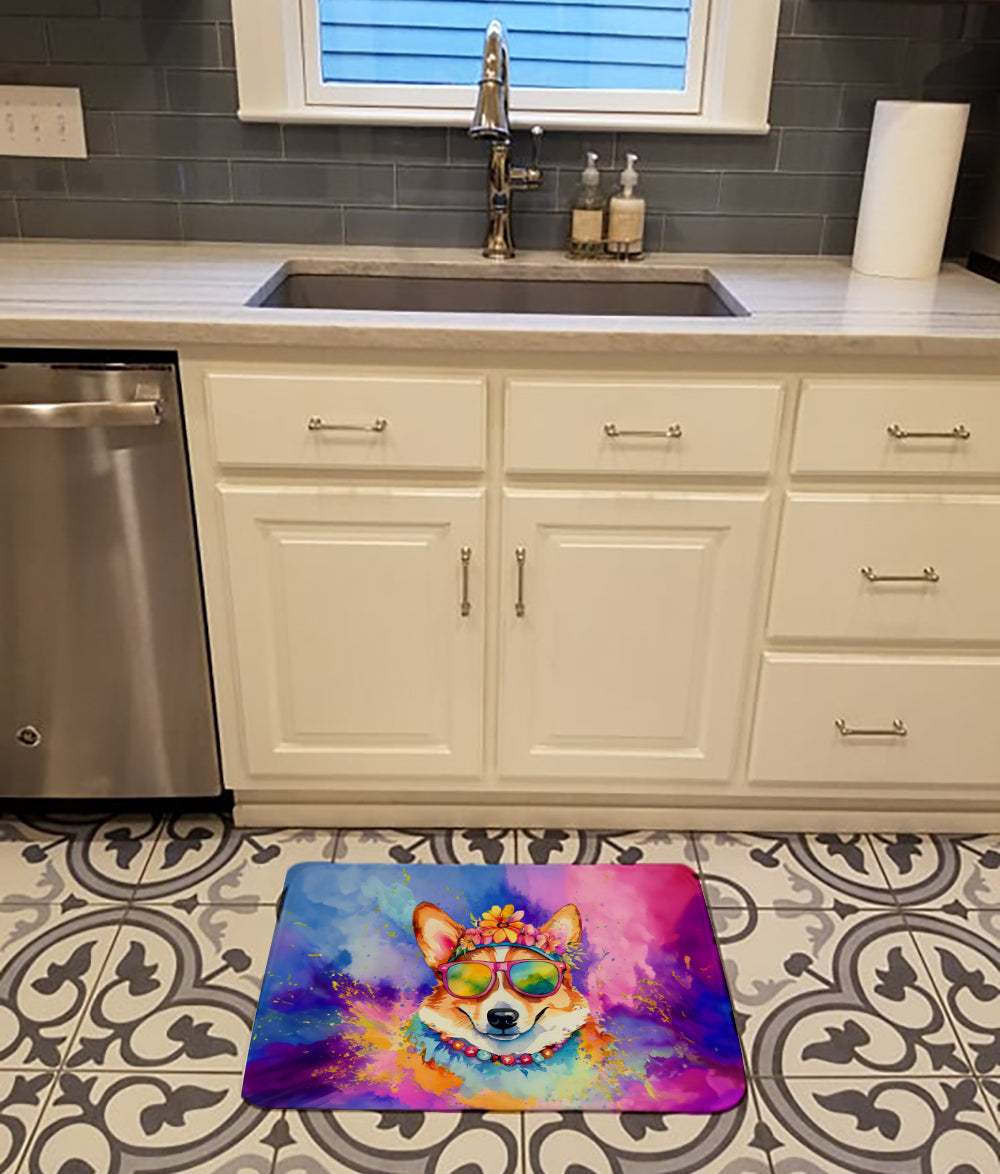 Corgi Hippie Dawg Memory Foam Kitchen Mat