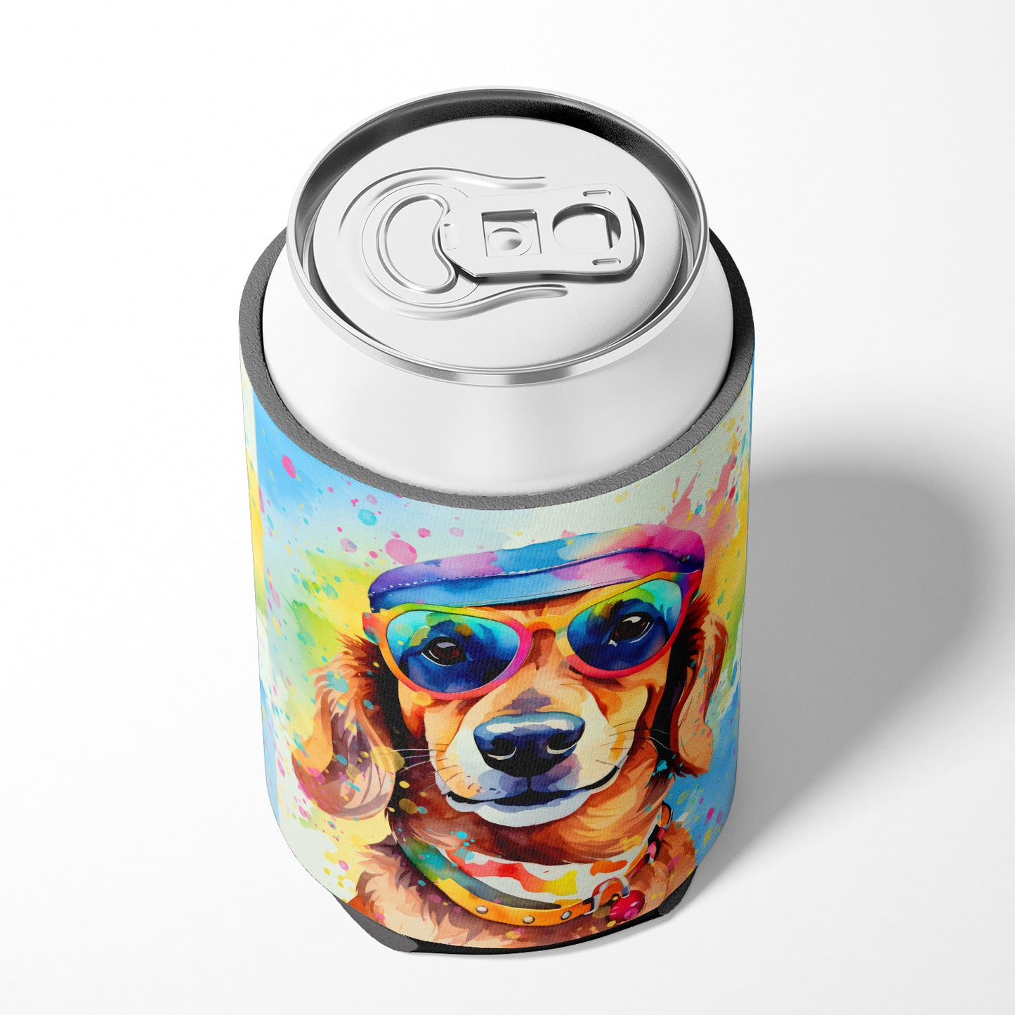 Dachshund Hippie Dawg Can or Bottle Hugger