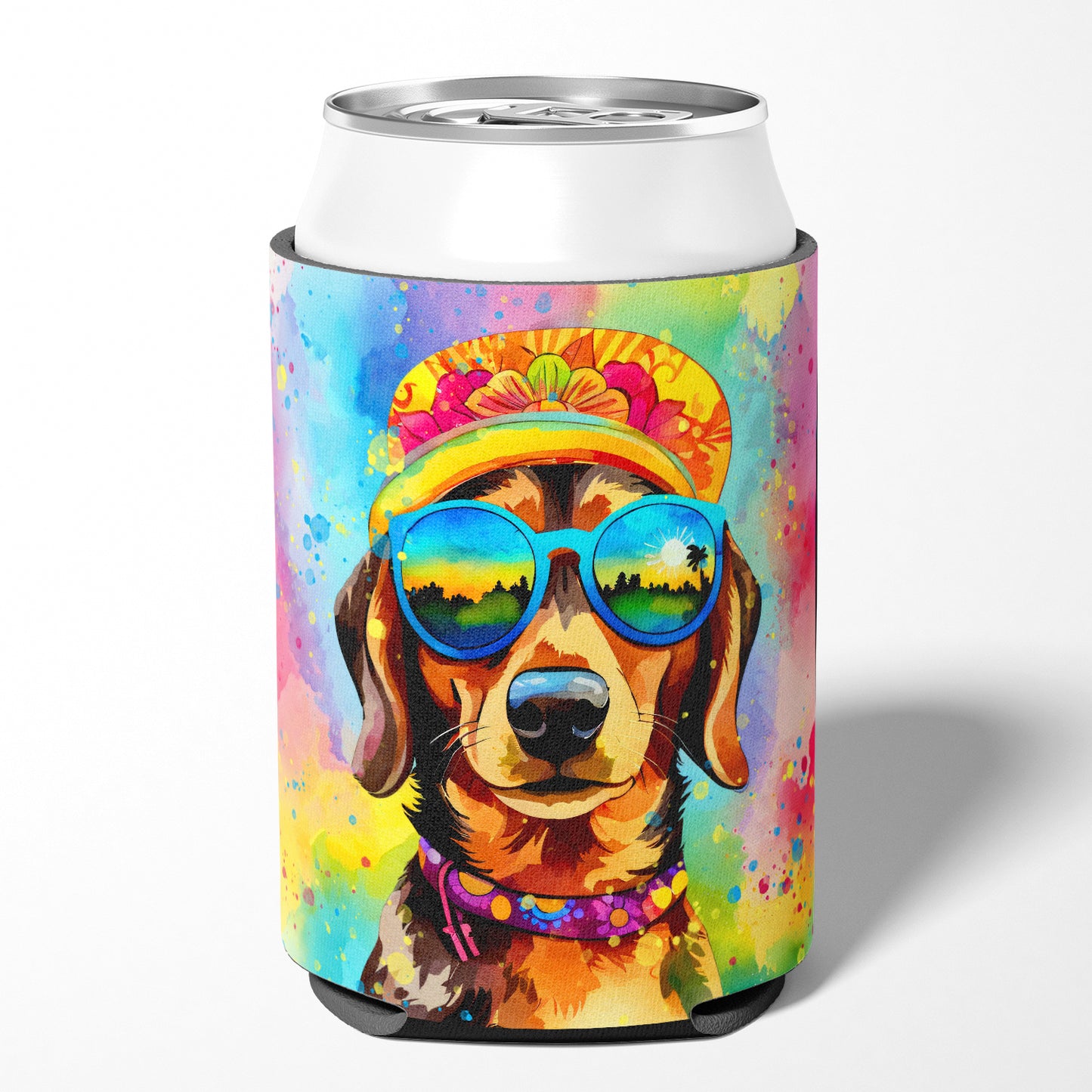 Dachshund Hippie Dawg Can or Bottle Hugger