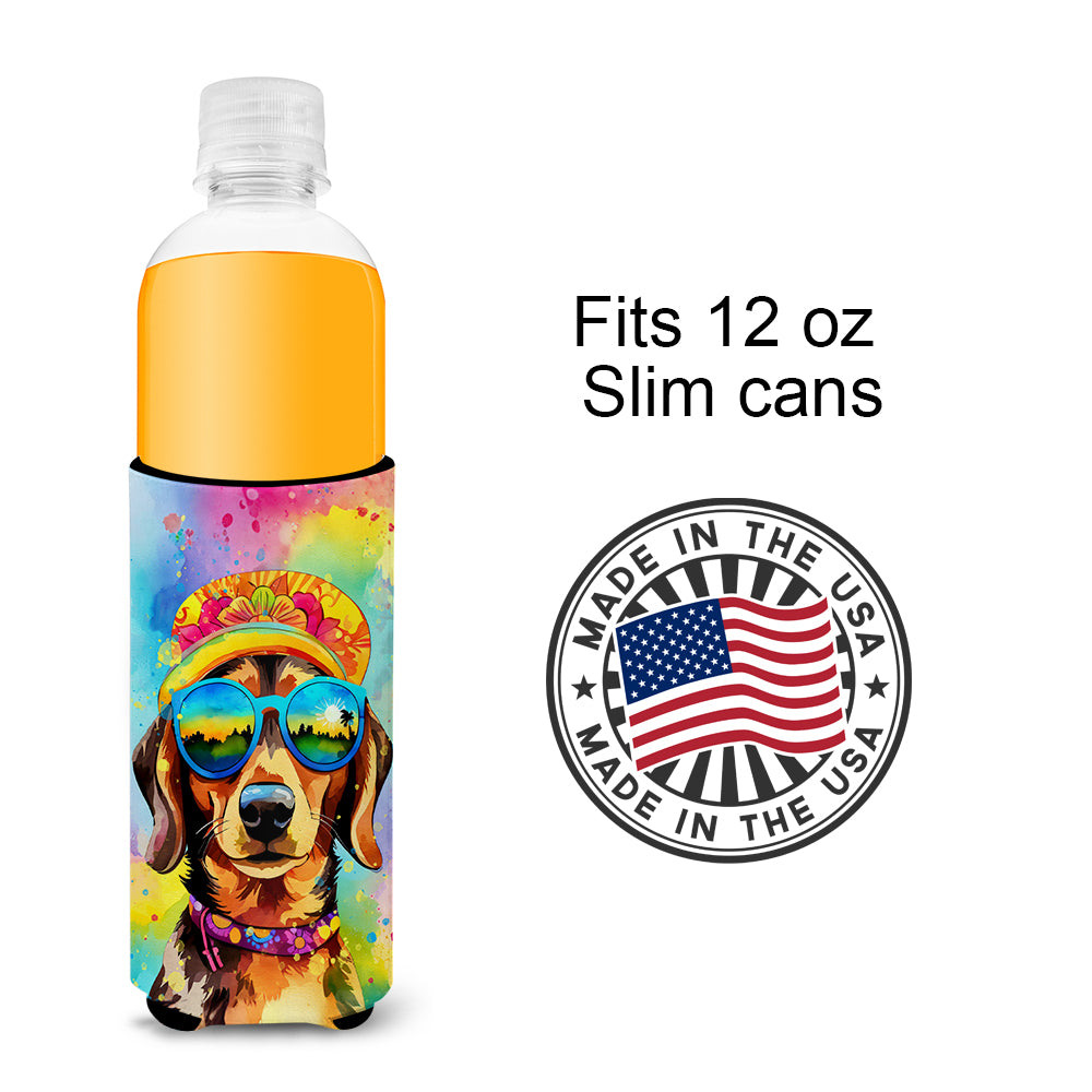 Dachshund Hippie Dawg Hugger for Ultra Slim Cans