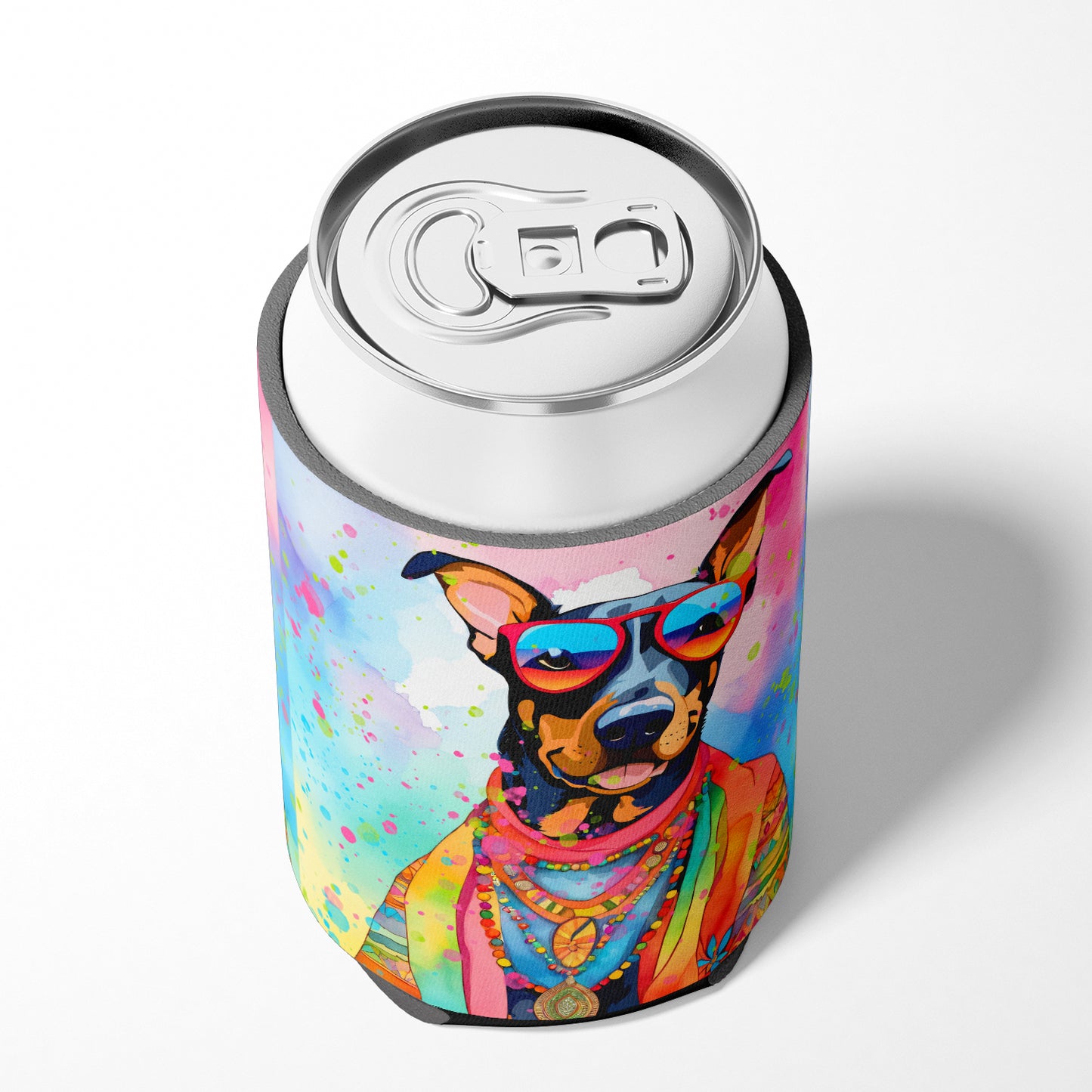 Doberman Pinscher Hippie Dawg Can or Bottle Hugger