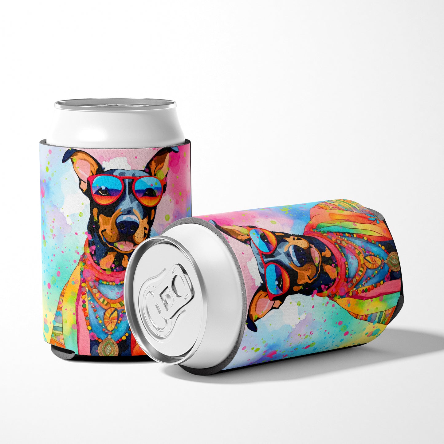 Doberman Pinscher Hippie Dawg Can or Bottle Hugger