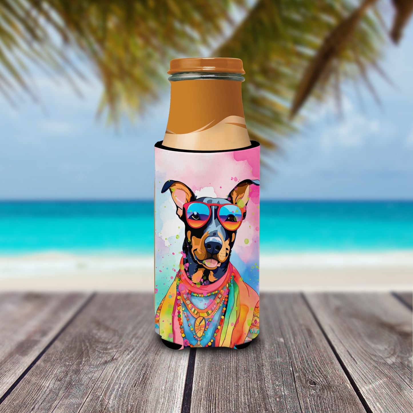 Doberman Pinscher Hippie Dawg Hugger for Ultra Slim Cans