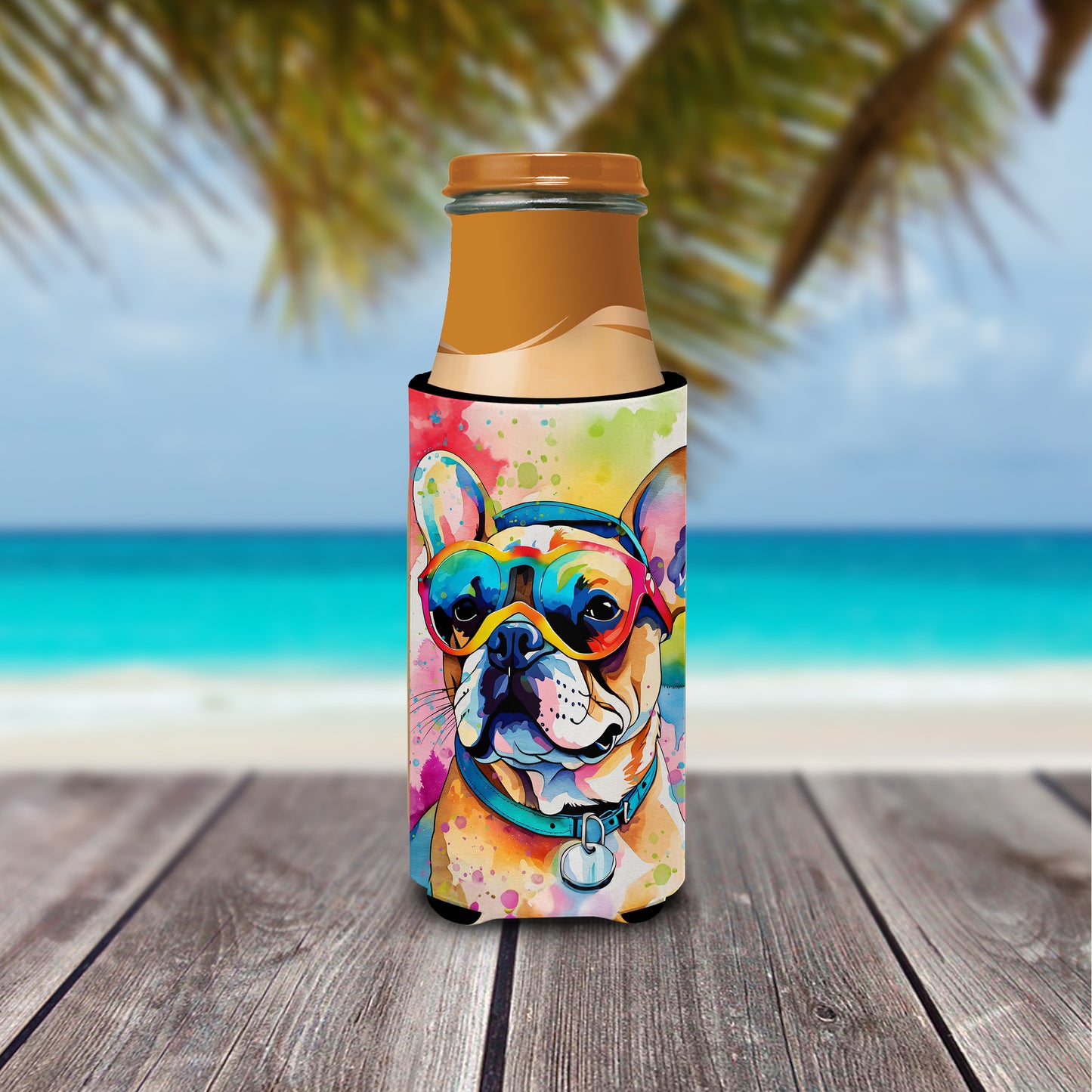 French Bulldog Hippie Dawg Hugger for Ultra Slim Cans