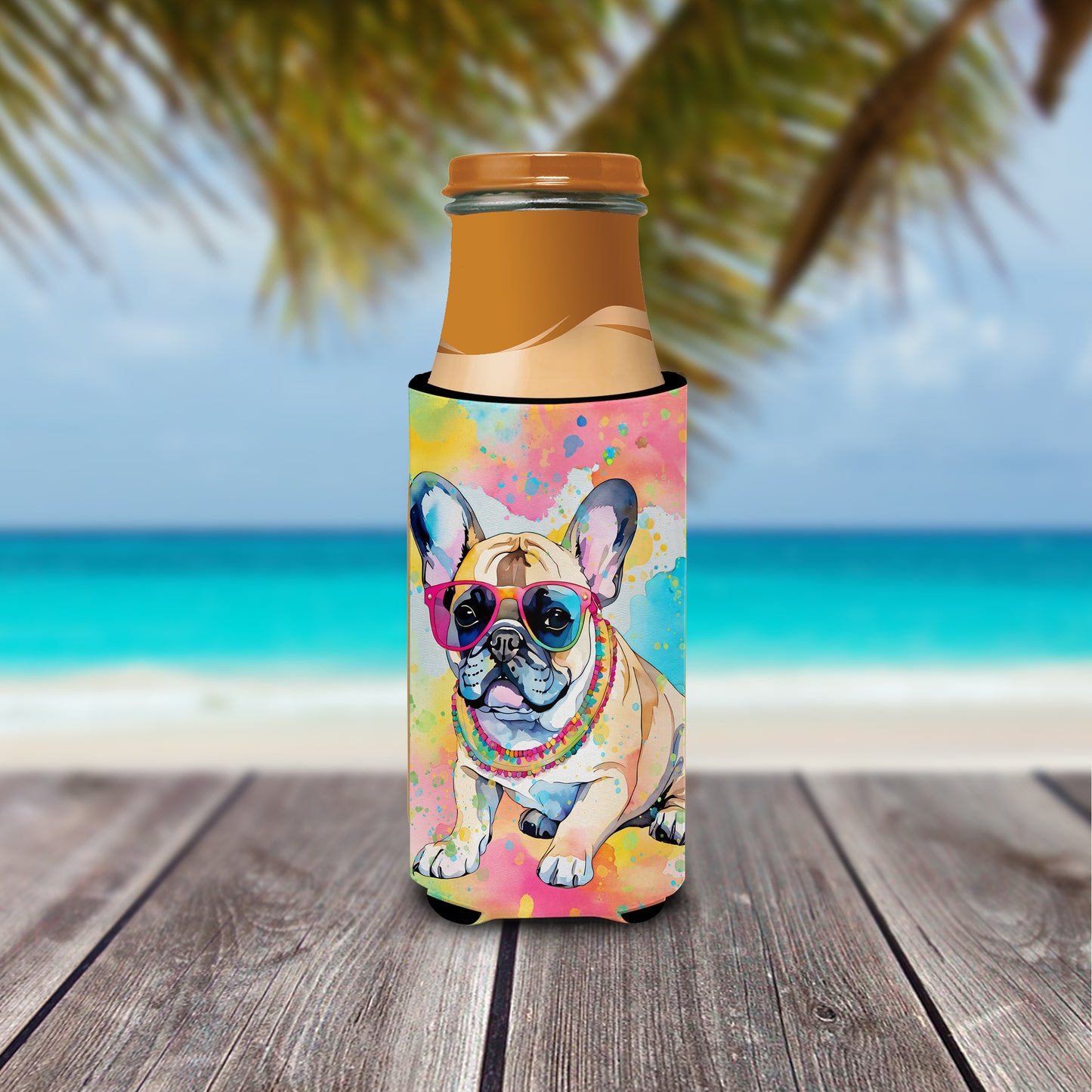 French Bulldog Hippie Dawg Hugger for Ultra Slim Cans