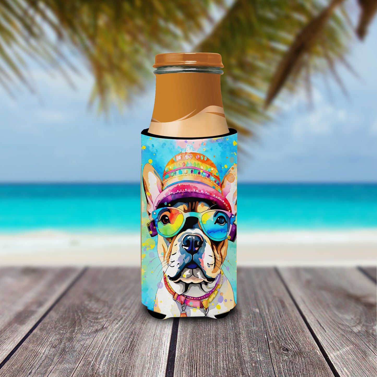 French Bulldog Hippie Dawg Hugger for Ultra Slim Cans