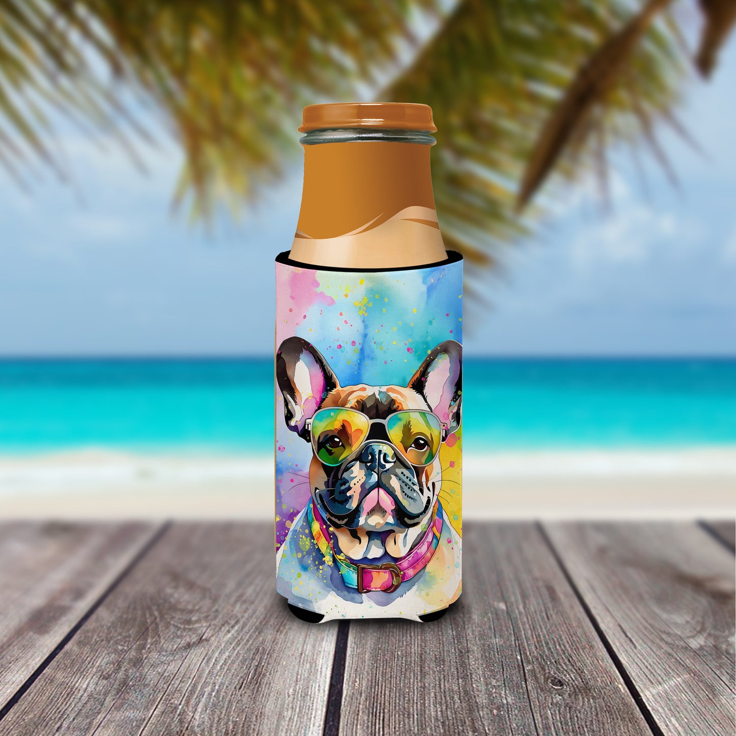 French Bulldog Hippie Dawg Hugger for Ultra Slim Cans