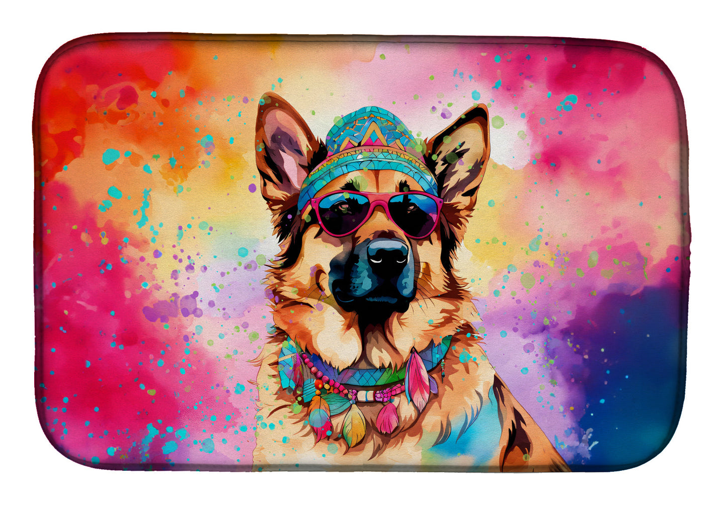 Buy this German Shepherd Hippie Dawg Dish Drying Mat
