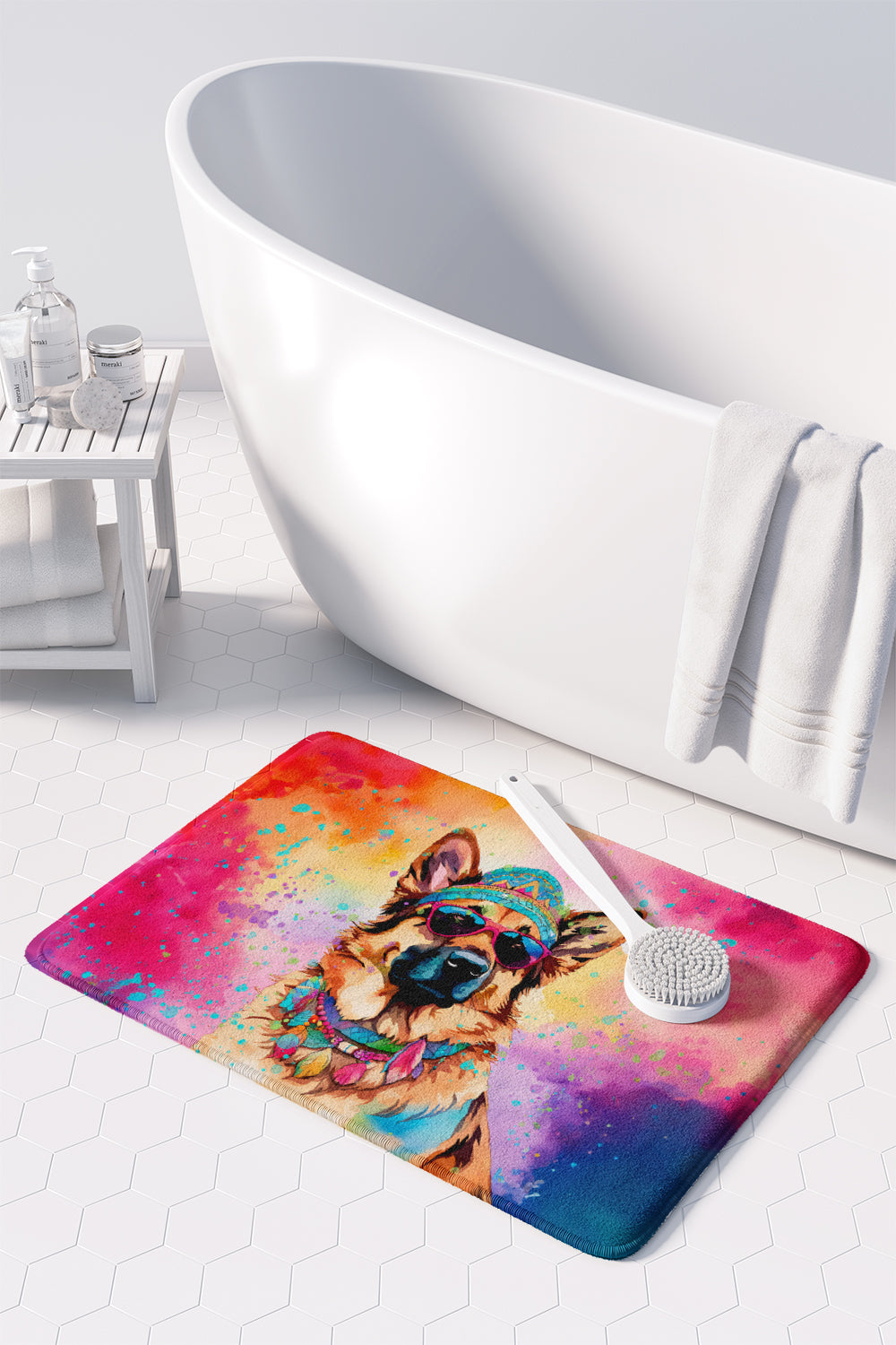 German Shepherd Hippie Dawg Memory Foam Kitchen Mat