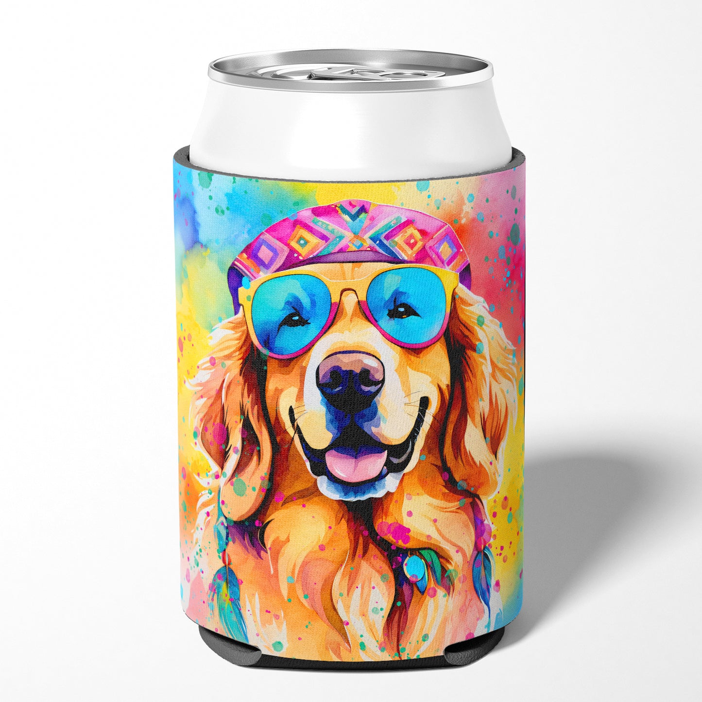 Golden Retriever Hippie Dawg Can or Bottle Hugger