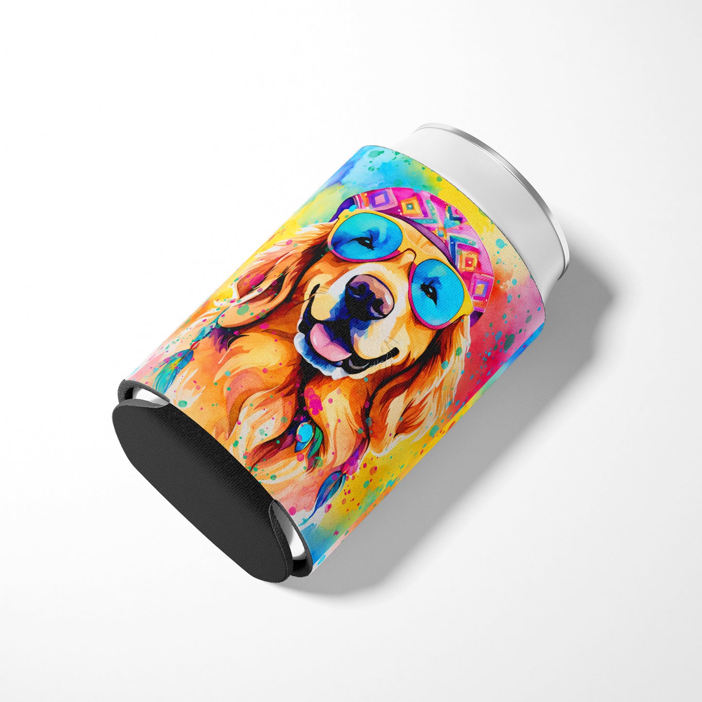 Golden Retriever Hippie Dawg Can or Bottle Hugger