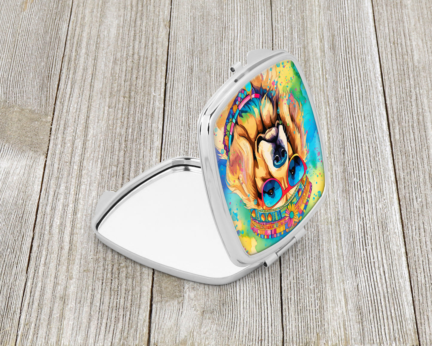 Golden Retriever Hippie Dawg Compact Mirror