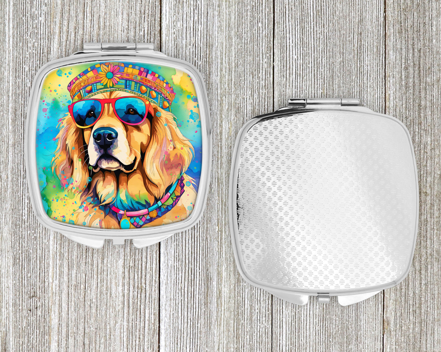 Golden Retriever Hippie Dawg Compact Mirror