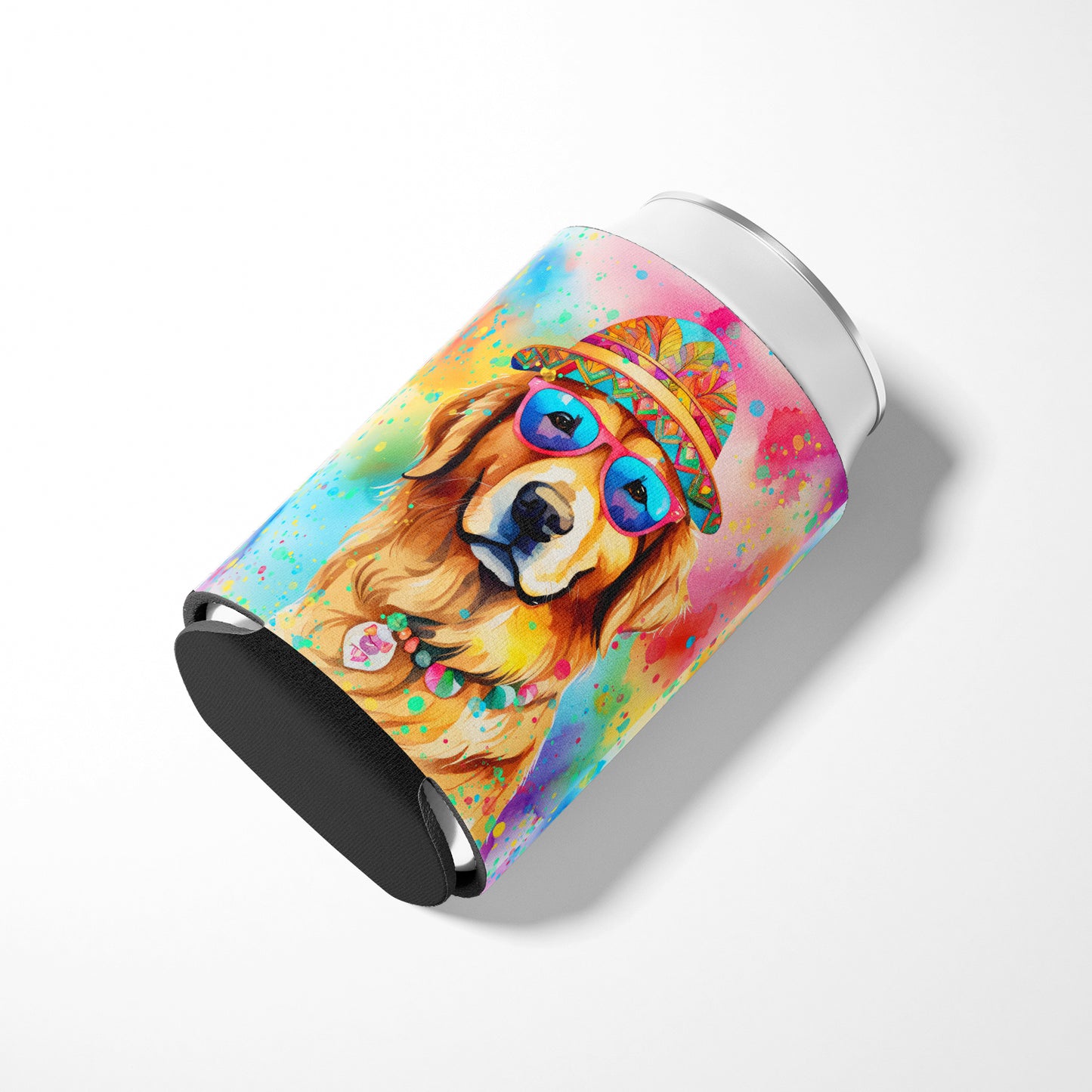 Golden Retriever Hippie Dawg Can or Bottle Hugger