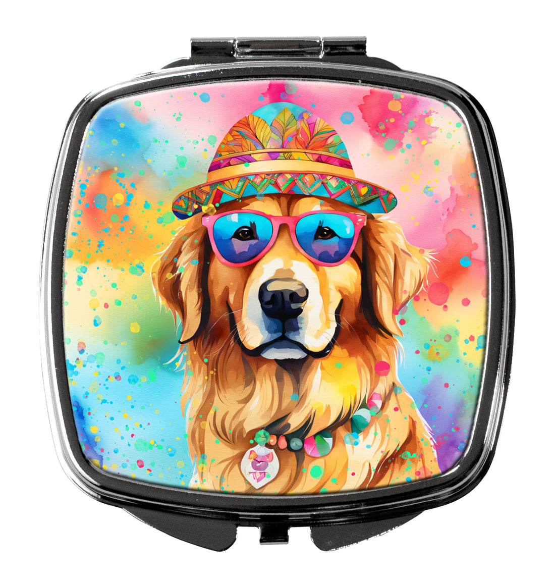 Buy this Golden Retriever Hippie Dawg Compact Mirror