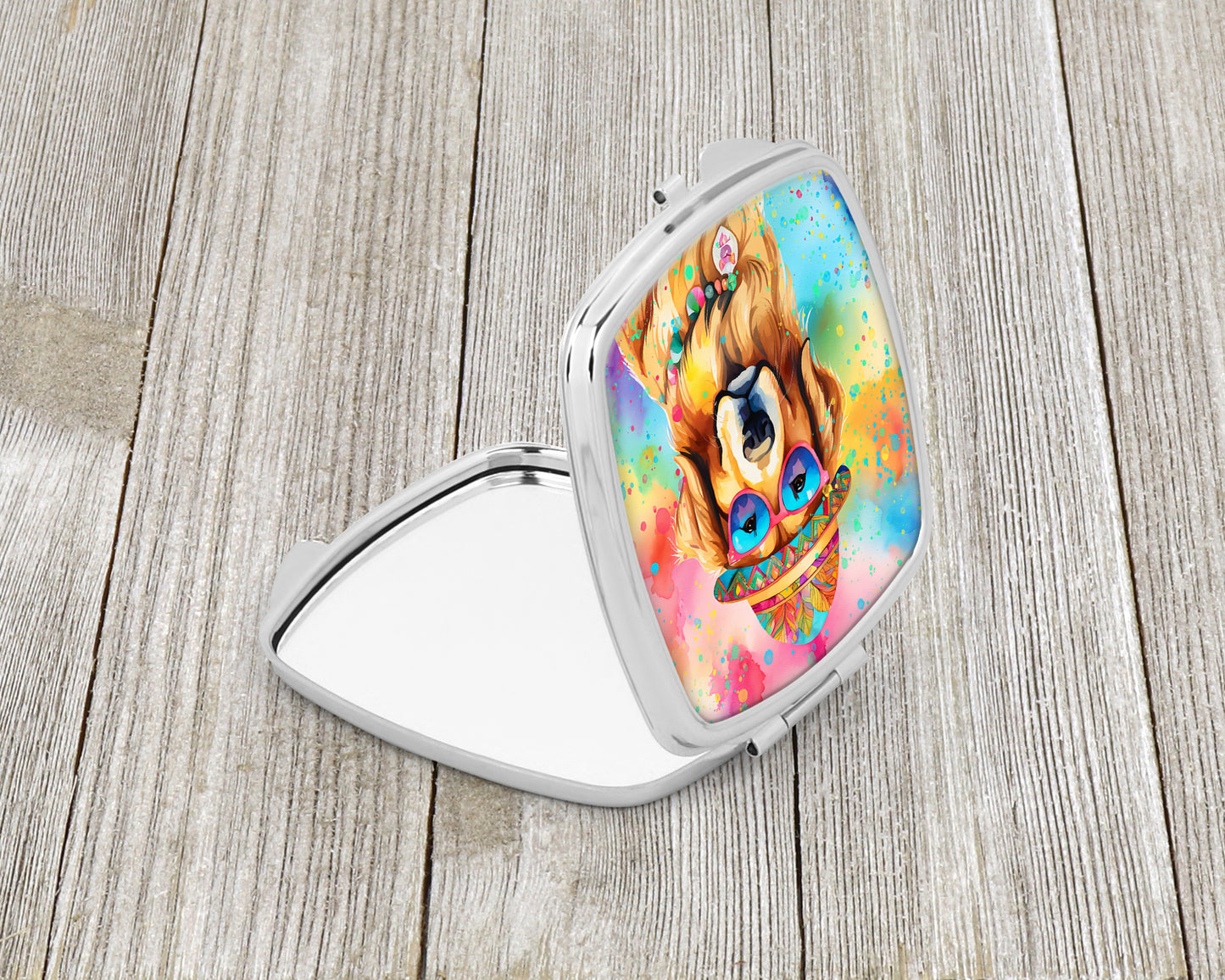 Golden Retriever Hippie Dawg Compact Mirror