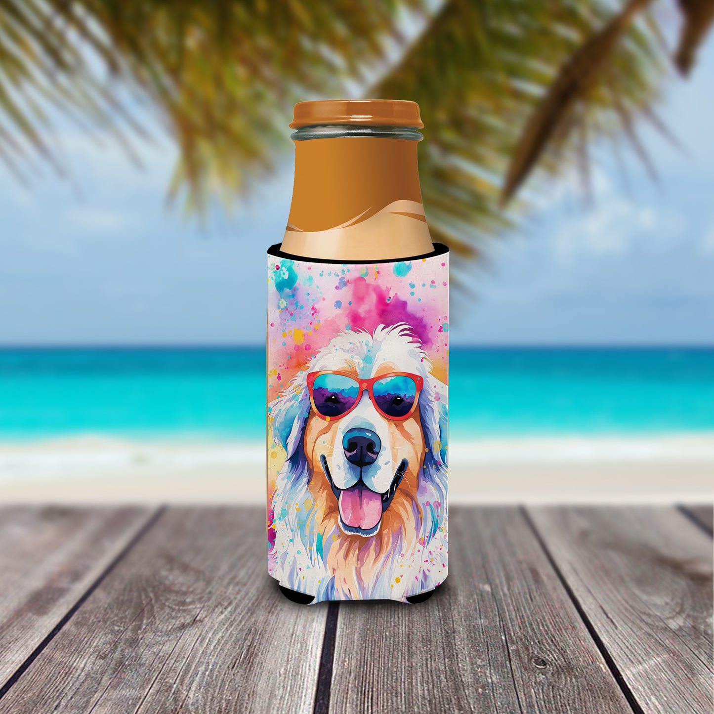 Great Pyrenees Hippie Dawg Hugger for Ultra Slim Cans