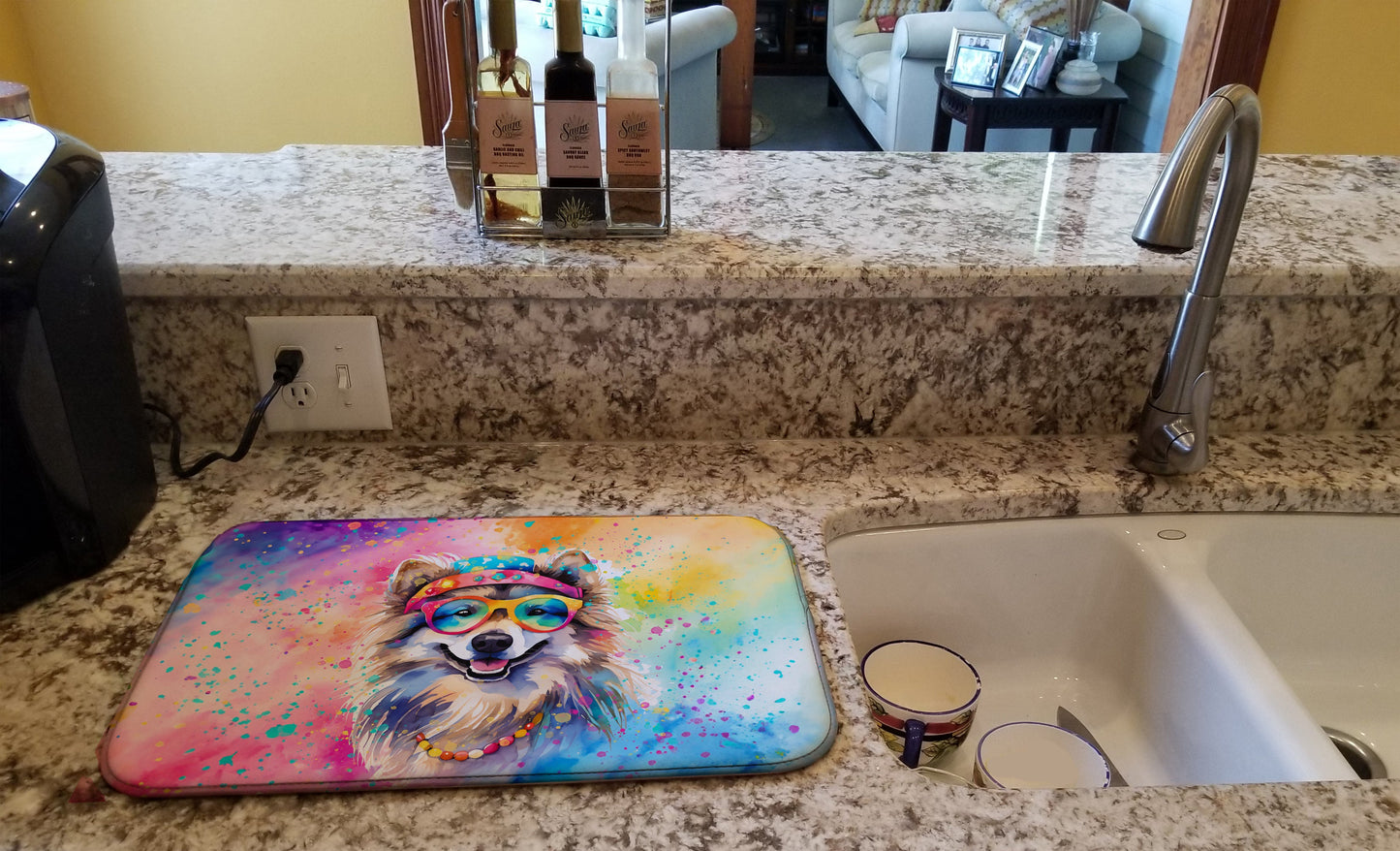 Keeshond Hippie Dawg Dish Drying Mat