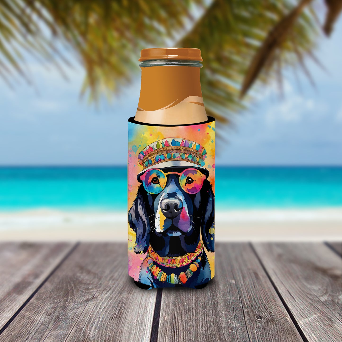 Black Labrador Hippie Dawg Hugger for Ultra Slim Cans