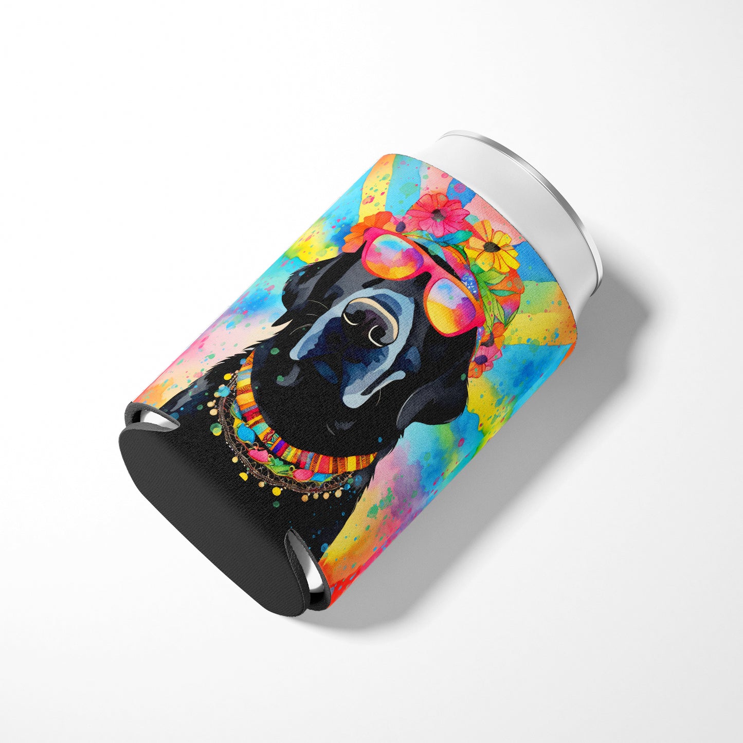 Black Labrador Hippie Dawg Can or Bottle Hugger