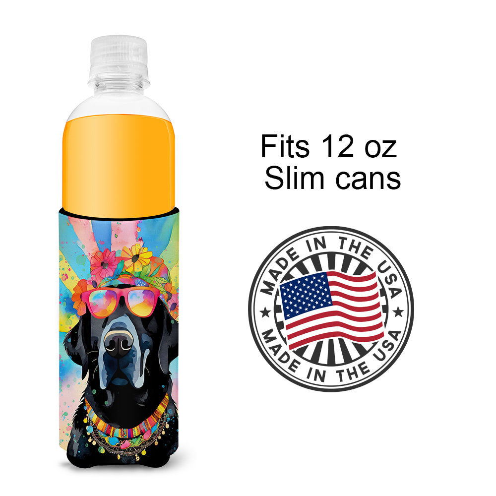 Black Labrador Hippie Dawg Hugger for Ultra Slim Cans