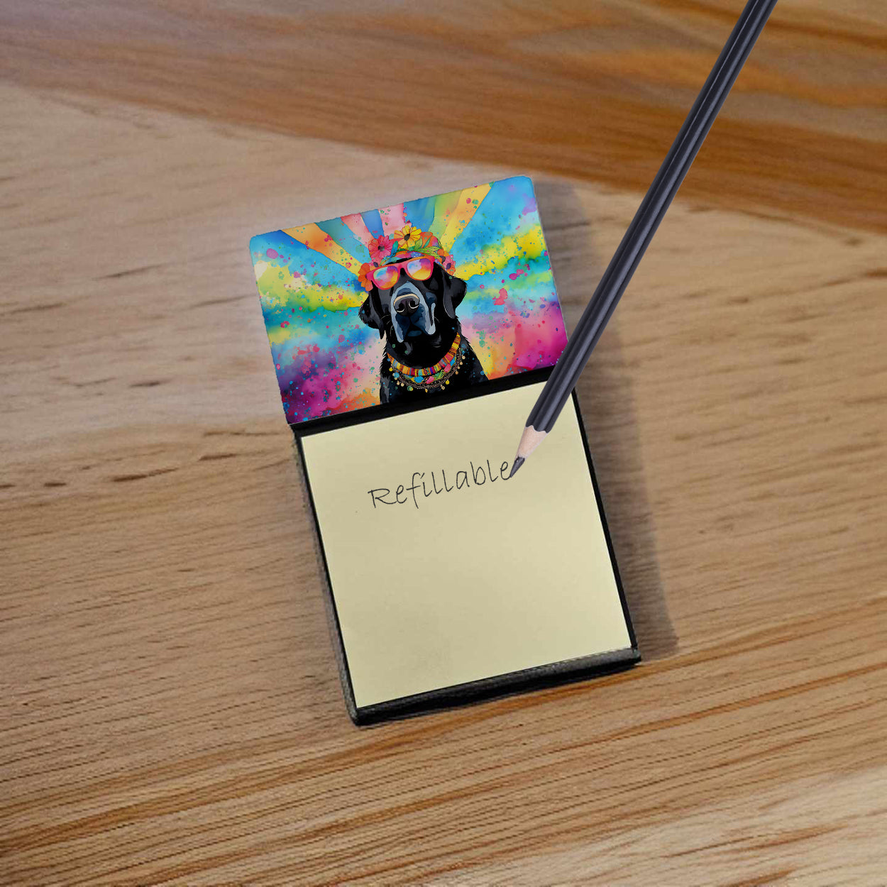 Black Labrador Hippie Dawg Sticky Note Holder