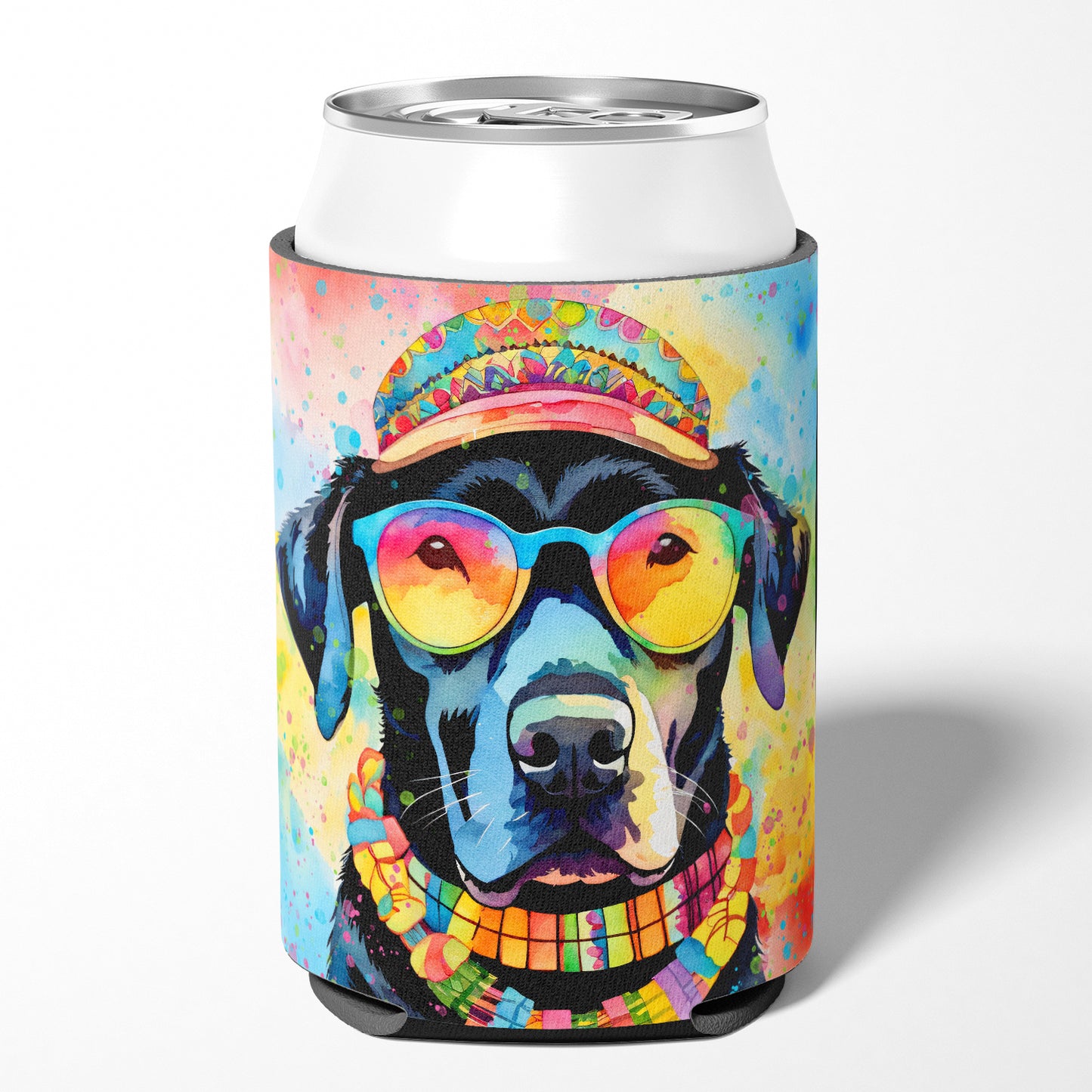 Black Labrador Hippie Dawg Can or Bottle Hugger