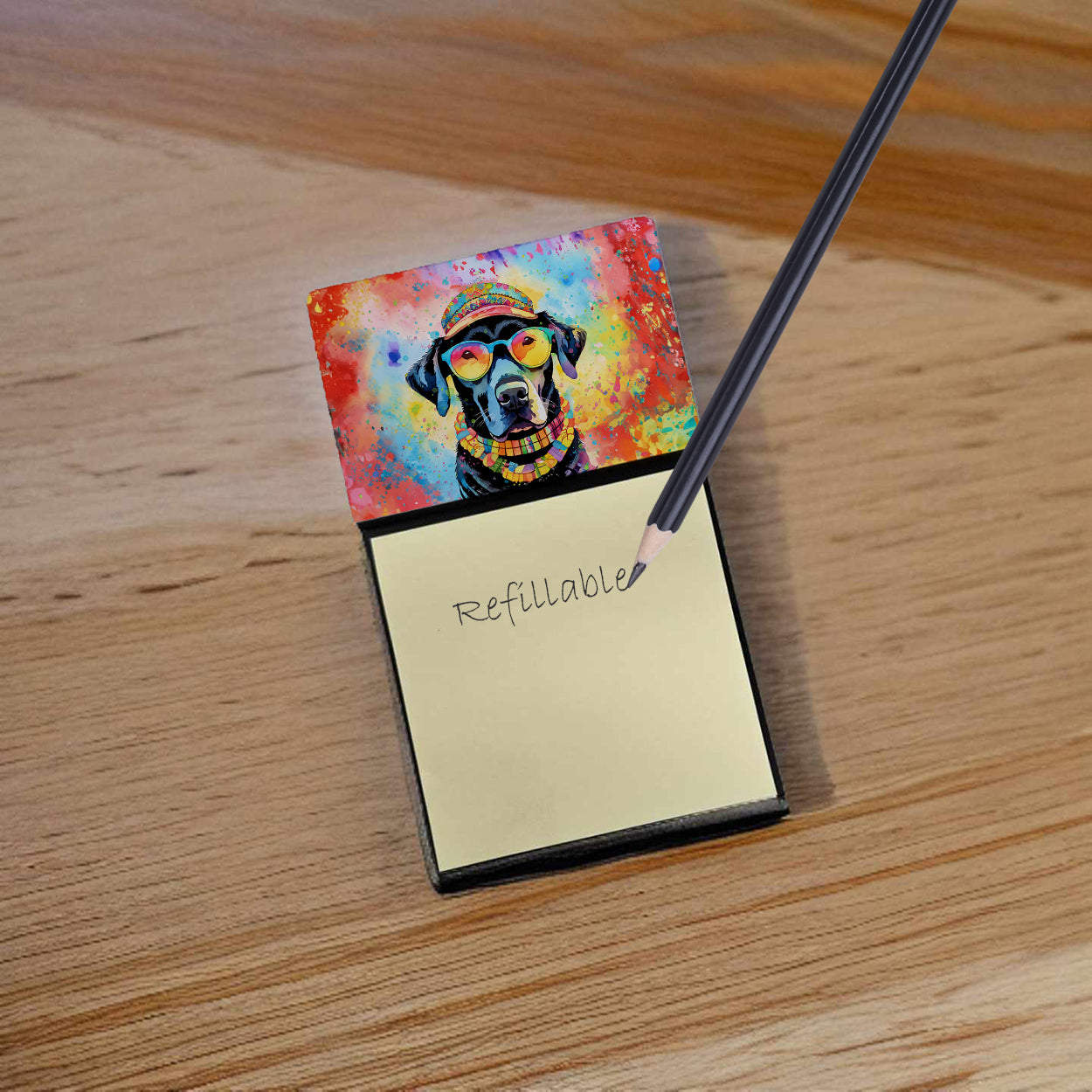 Black Labrador Hippie Dawg Sticky Note Holder