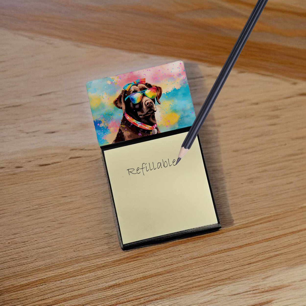 Chocolate Labrador Hippie Dawg Sticky Note Holder